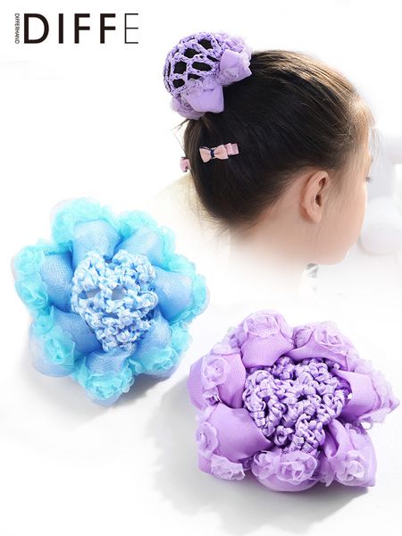 

children's headdress big flower head little girl's net tie circle lace lovely ball hair decoration dance