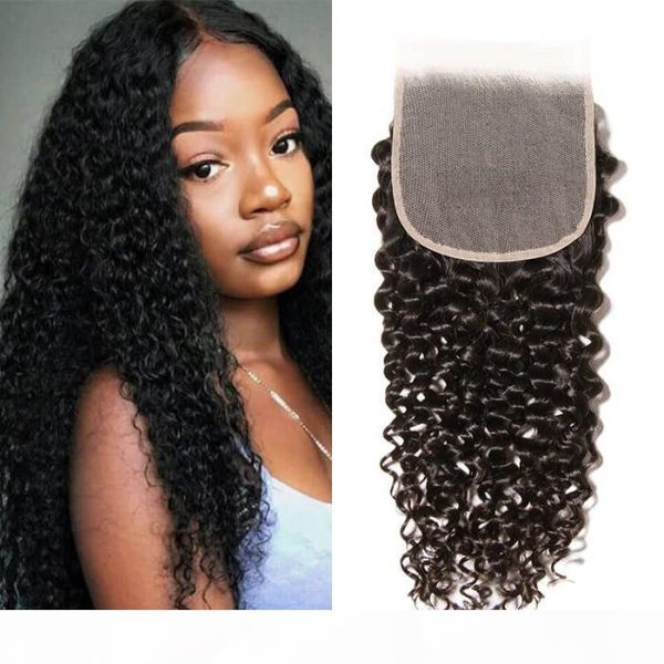 

transparent lace closure part jerry curly unprocessed virgin brazilian virgin remy human hair 1 piece, Black;brown