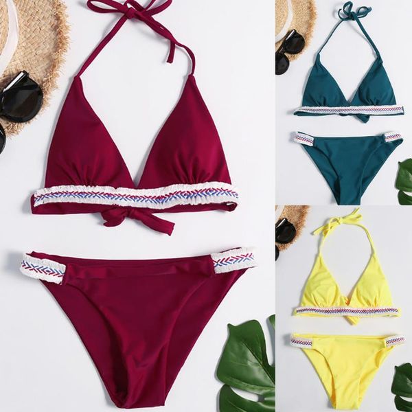 

bikini 2019 women summer fashion print swimwear beachwear siamese swimsuit bikini set padded monikini suit biquini1, White;black