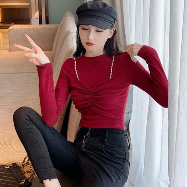 

fake two-piece pullover sweater womens 2020 new autumn winter korean fashion round neck all-match short knitting sweaters female1, White;black