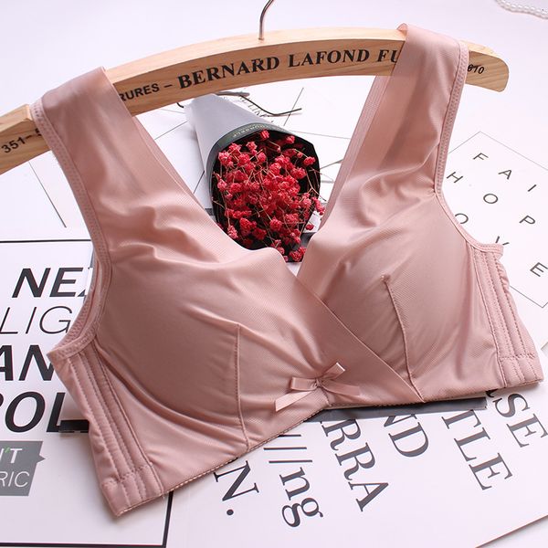 

japan and south korea thin smooth full gathered side wide shoulder strap large cup bra comfortable underwear for women, Red;black