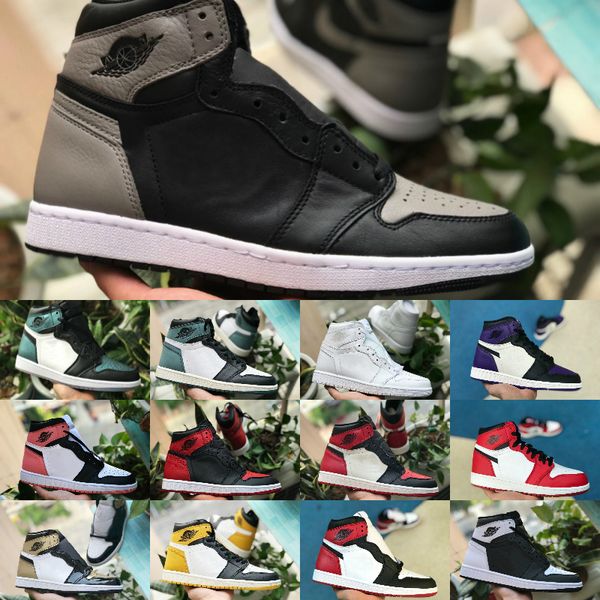 

2020 new high og mens 1 basketball royal banned shadow pine green bred red blue white toe shoes women 1s chicago sneakers