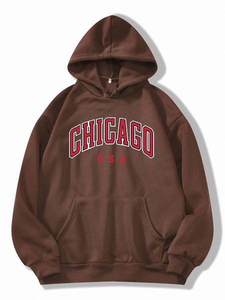 

letter graphic kangaroo pocket drawstring thermal hoodie z4dz#, White;black