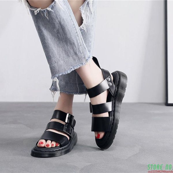 

designer sandals gladiator gryphon strap leather women's sandals summer 2021 womens flat women shoes, Black