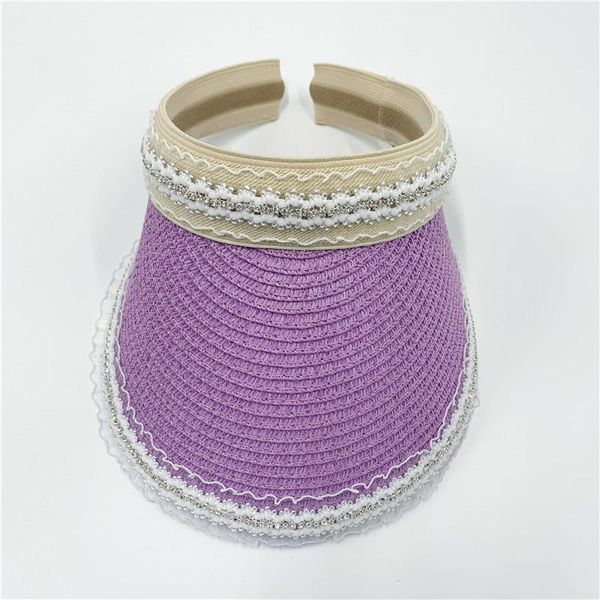 

2020 new arrival lace rhinestones summer empty hat women big wide bream straw hats lady sun hat panama cap beach hat jllkeu light2010, Black;white