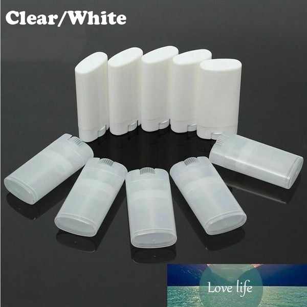10 pcs x 15g DIY DIY Branco Vazio Vazio Oval Tubos Flat Deodorant Lip Balm Container Pots Lip Gloss Recarregável Garrafas de Viagem
