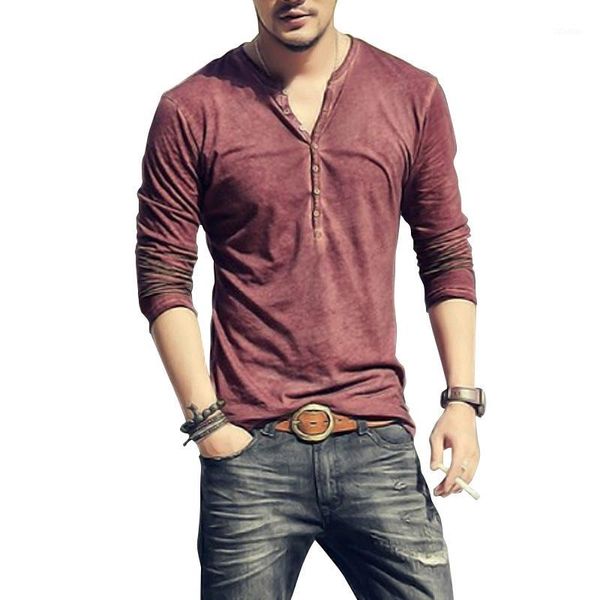 

men's t-shirts men's long sleeve v-neck button tees solid slim fitness stretchy quick-dry clothes spring autumn tshits1, White;black
