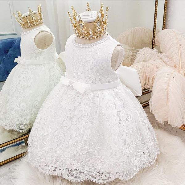 

girl's dresses 2021 christmas white dress beading baptism 1st birthday for baby girl big bow party and wedding elegant clothing, Red;yellow