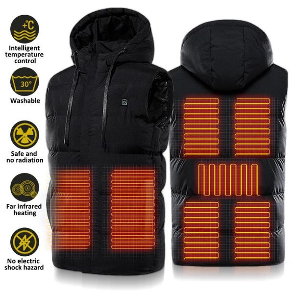 

thickening men women heating vest warm clothing usb heating outdoor vest winter jacket temperature adjustment warm hat, Gray;blue