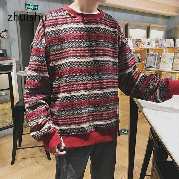 

zhuishu 2020 new men's sweater long-sleeved autumn and winter pullover knitted o-neck warm fashion sweater1, White;black