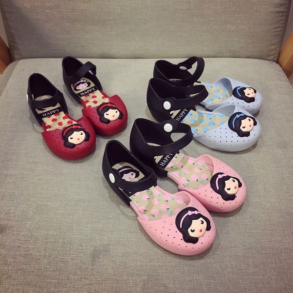 

little girls sandals summer jelly shoes female children's plastic flat shoes pvc soft comfortable beach slippers y201028, Black;red