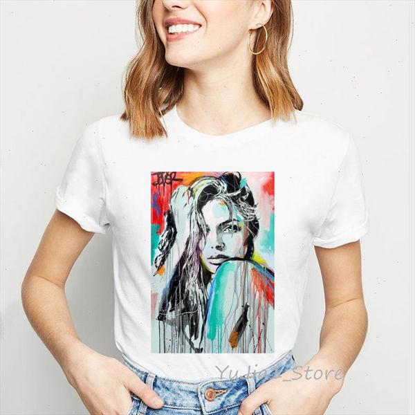 

vintage watercolor painting art t shirt women vogue white t shirt tee shirt femme custom tshirt tumblr streetwear