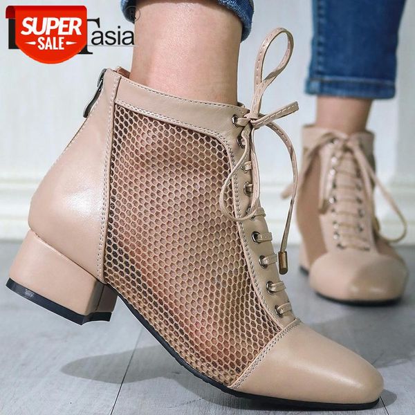 

doratasia new mature ol rome mesh sandals low chunky heels sandals women office dress square toe gladiator shoes woman #b86k, Black