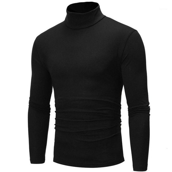 

autumn winter men's pullover sweaters high collar long-sleeved solid color basic slim warm jumper1, White;black