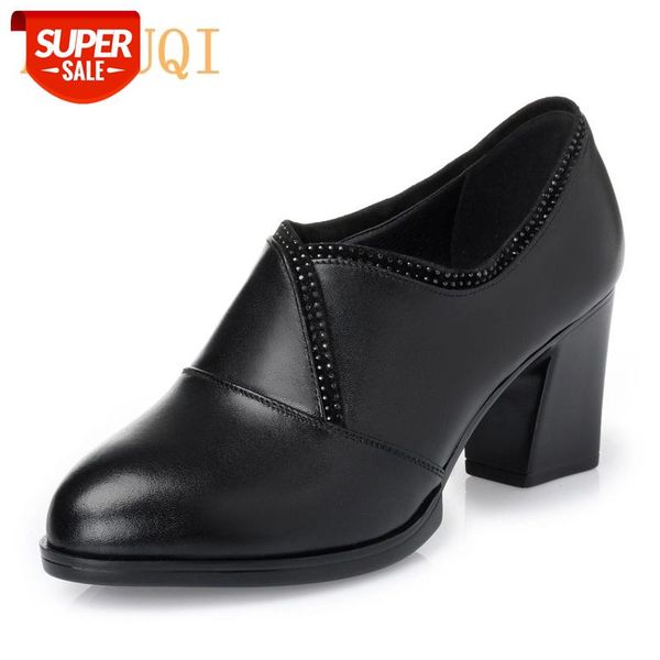 

aiyuqi woman shoes 2020 spring casual thick with deep mouth singles shoes genuine leather business dress women #1l0k