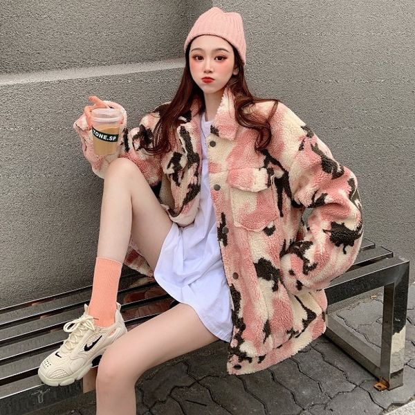 

autumn winter 2020 new leopard print woolen coat coat, loose thin, thickened sleeve medium and long for women