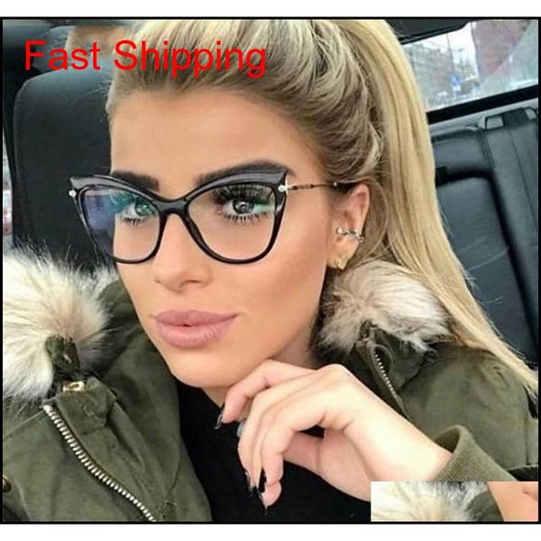 

clear fashion glasses 2018 spectacle frame cat eye glasses frame clear lens women brand eyewear optical frames myopia nerd glass bdrms, Black