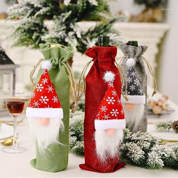 

christmas wine bag wine bottle covers with christmas faceless doll new year gifts party dinning table bottle decoration1