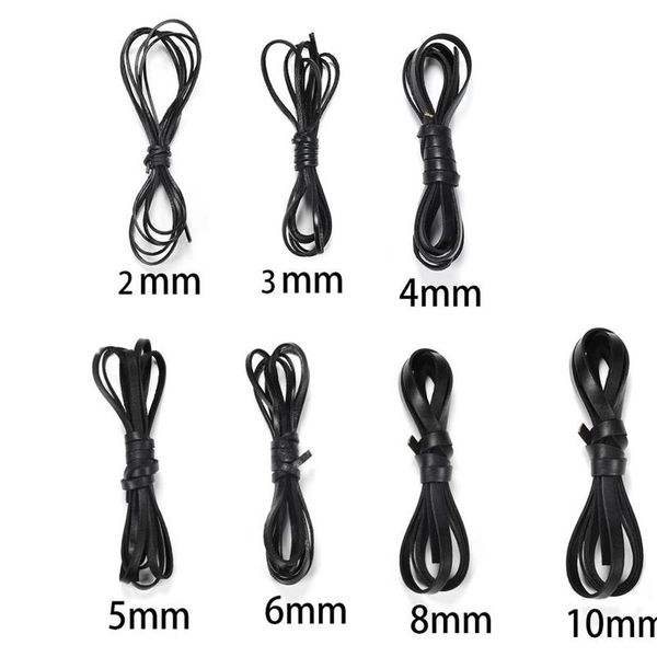 

2m/lot real genuine cow leather cord width flat rope string bracelet necklace diy 2/3/4/5/6/8 / 10mm diy jewelry acc bbyjbn, White;red
