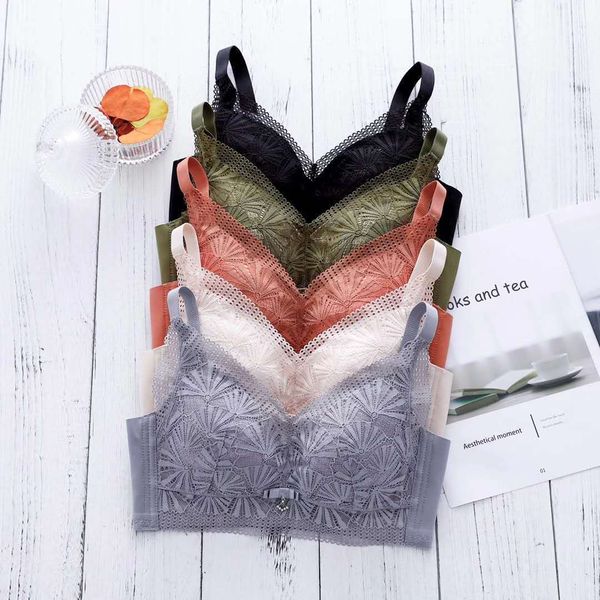 

large size underwear bra thin full cup and fattening mm no steel ring anti sagging, Red;black