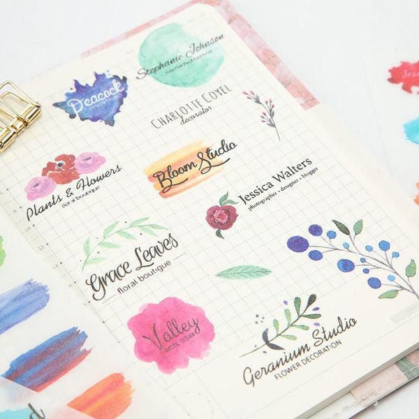 

6 pcs pack watercolor graffiti decorative stickers adhesive stickers diy decoration craft scrapbooking stickers gift statione bbyptu