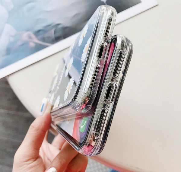 

fashion popular lovely pretty daisy flower glittering flow sequins sand clear cover phone case for iphone 12 11 pro jllbon yyysports