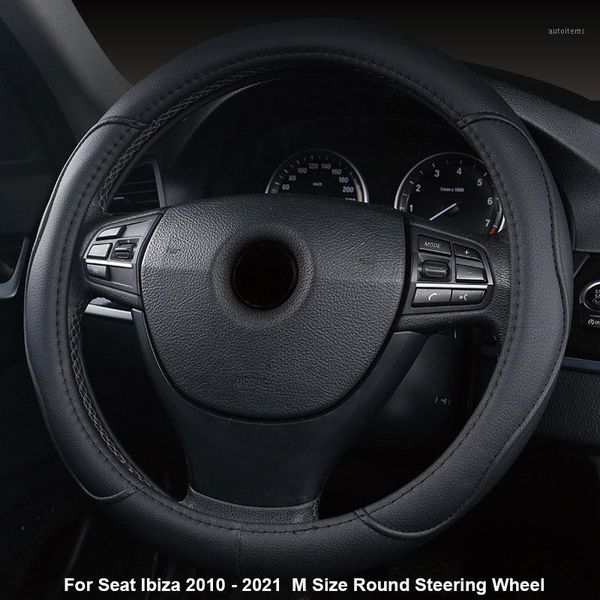 

car steering wheel cover for seat ibiza 2010 - 2012 2013 2014 2015 2016 2017 2018 2019 2020 2021 m size round steering wheel1