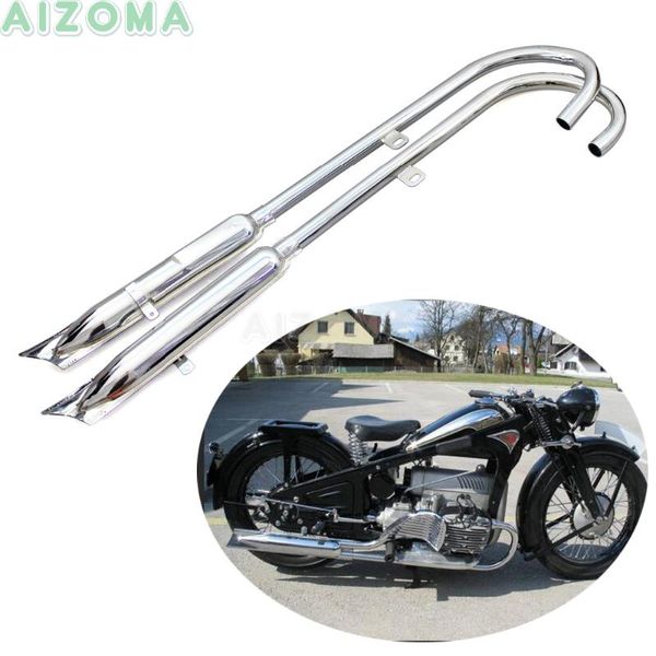 

motorcycle exhaust system chrome 24hp front & rear mufflers pipes for m1 m72 r71 r12 k750 ks750 retro 750cc ural sidecar