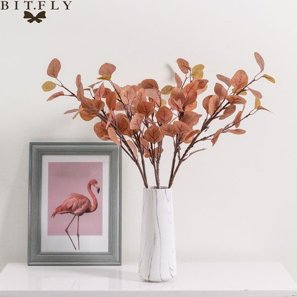 

artificial leaves branch retro silk eucalyptus leaf dried flowers for home decor wedding plants faux fabric foliage room decor1