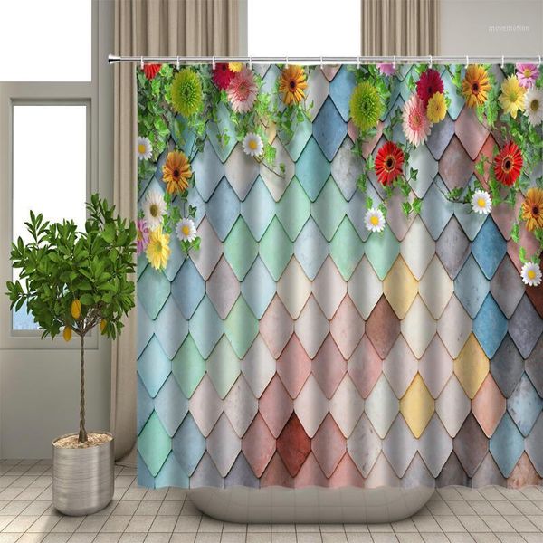 

green leaf shower curtains spring flower plant vine scenery bathroom decor home bath waterproof polyester cloth hanging curtain1