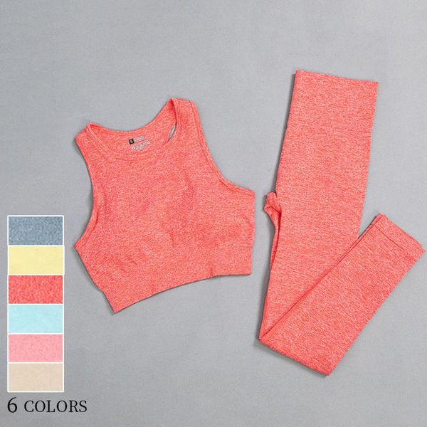 

6 color leggings and bra two piece yoga set for women sport leggings and fitting running sports ladies gym fitness suit, White;red