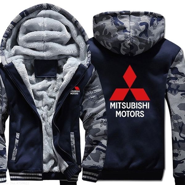 

winter men casual mitsubishi sweatshirt fleece zipper hoodies coat man new arrived jackets v191105, Black