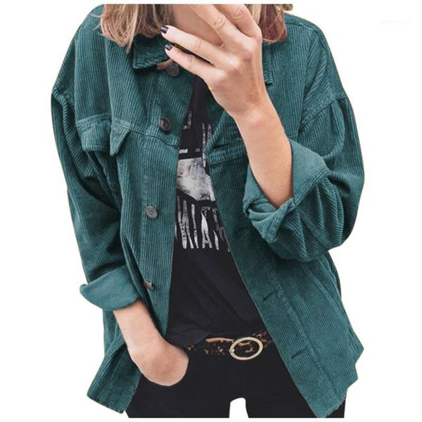 

men's jackets 2021 spring women wild corduroy short jacket coat fashion long sleeve solid color button lapel splice female 1, Black;brown