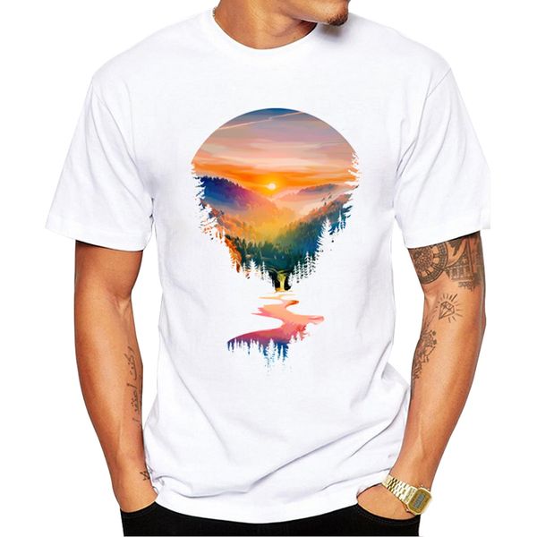 

teehub новые summer sunrise футболка с коротким рукавом повседневная tee мода бити view отпечатано tshirts hipster tops спорта с капюшоном h
