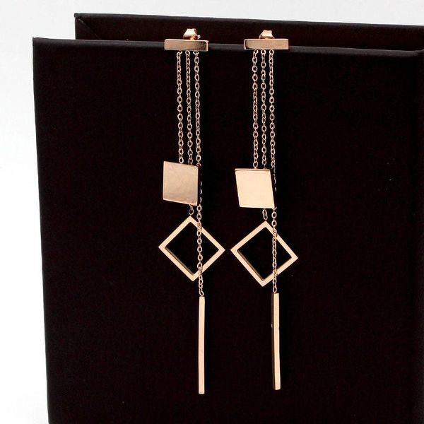 

fashion new earrings long section three chain geometry tassel rose gold woman earrings for women jewelry wholesale, Silver