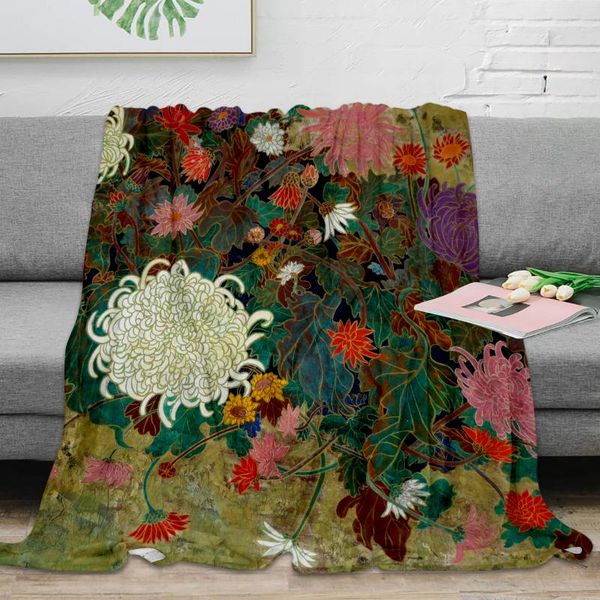 

цветок японской живописи throw одеяло теплого microfiber одеяло одеяло для кроватей home decor