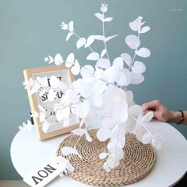 

decorative flowers & wreaths 50cm silk artificial flower green eucalyptus branch home table decor wedding fake arrangement christmas plant m