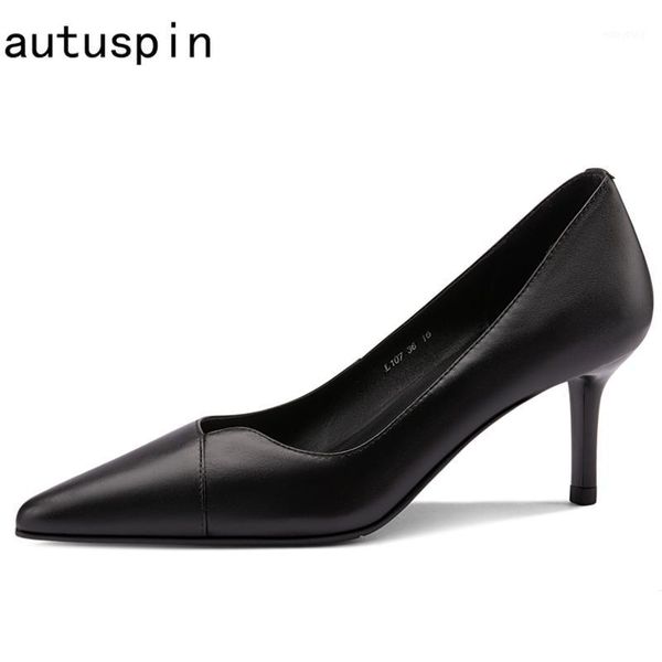 

autuspin fall women dress pumps fashion elegant black thin heels for female office party shoes woman genuine leather high heels1