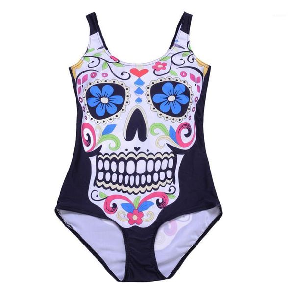 

saleing beach swimwear skull printing digital backless swimwear women drop shipping sst-11121, White;black