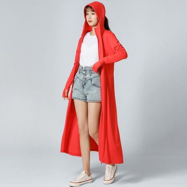

summer sun-proof clothing female exta-long anorak loose thin uv protection sun-protective overcoat kg-613, Tan;black