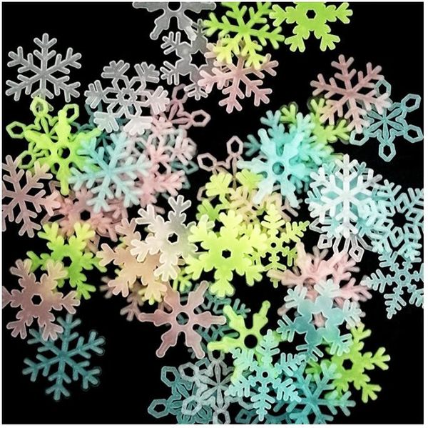 Snowflake Luminous Adesivos de Parede Estrelas Pasta Fluorescente Estrela Remendo Plástico Estéreo PP Papel de Parede