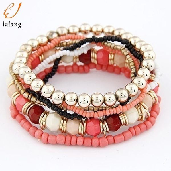 

new fashion jewelry bracelet for women bangle mixed beads charms bracelet christmas gift women men1, Golden;silver