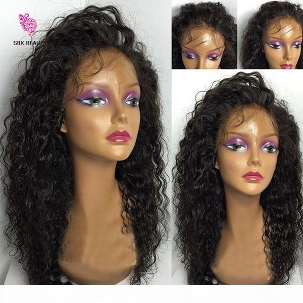 

loose curly full lace human hair wigs brazilian hair glueless full lace wigs with baby hair 7a virgin water wave lace front wigs, Black;brown