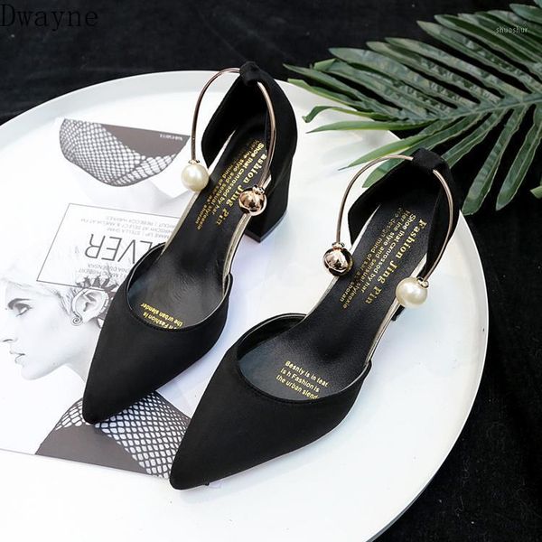 

dress shoes 2021 korean version of the wild suede pointed high heels word buckle single comfortable trend heels1, Black