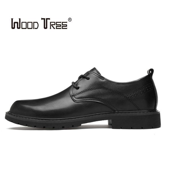 

woodtree black business formal shoes men slip on oxford leather men shoes casual breathable wedding dress office