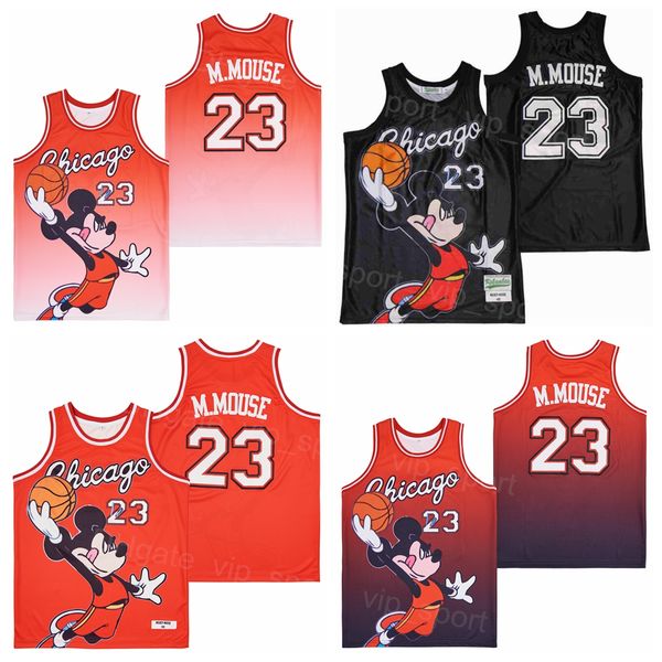 

men movie film fade 23 mouse basketball jersey hiphop for sport fans pure cotton hip hop embroidery red black team color breathable uniform