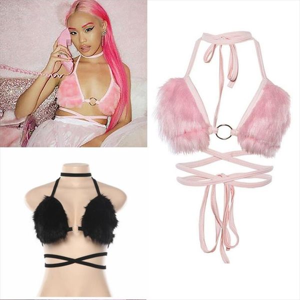 

women short crop backless fleece choker bandage sleeveless vest halter tank summer cami, White