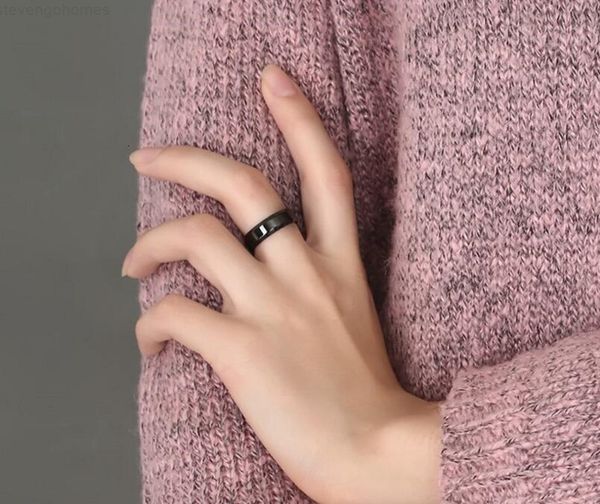 

black high titanium ring quality 6mm, Silver