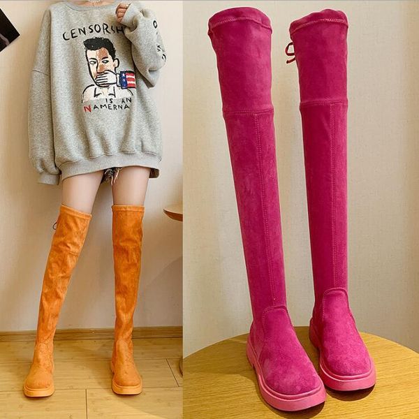 

new winter models snow boots women over the knee shoes female in tube long boots feminino zapatos mujer bota colourful, Black