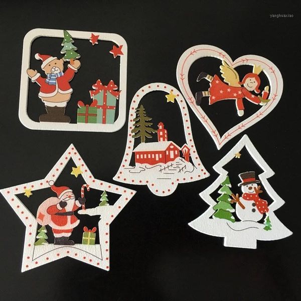 

10pcs santa bell angel christmas tree ornaments wooden hanging pendants gifts xmas decorations for home adornos de navidad 20191
